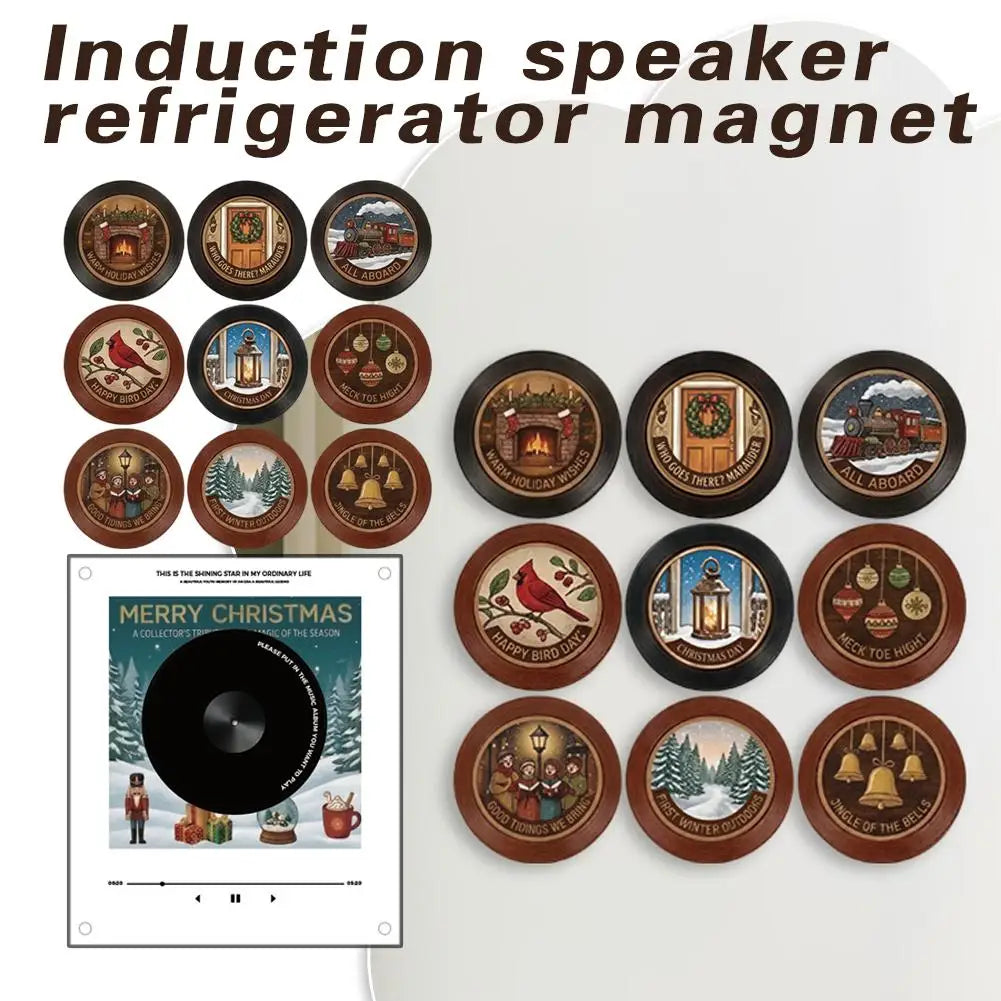 Christmas Record Player Fridge Magnet Set