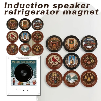 Christmas Record Player Fridge Magnet Set
