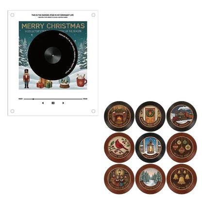 Christmas Record Player Fridge Magnet Set